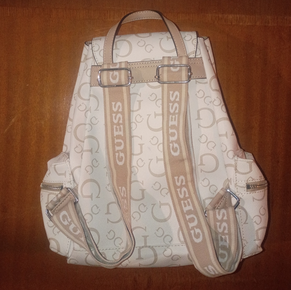 GUESS Beige Monogram Drawstring Backpack - Picture 5 of 16